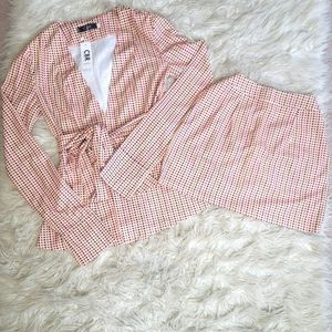 CBR Miniskirt Set Pink Peplum Wrap Miniskirt Women's